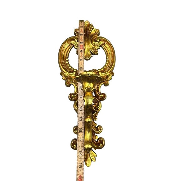 Vintage Gold Hollywood Regency Ornate Wall Candle Sconces Set - Picture 6 of 6